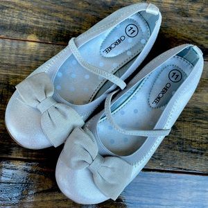 Silver semi metallic flats